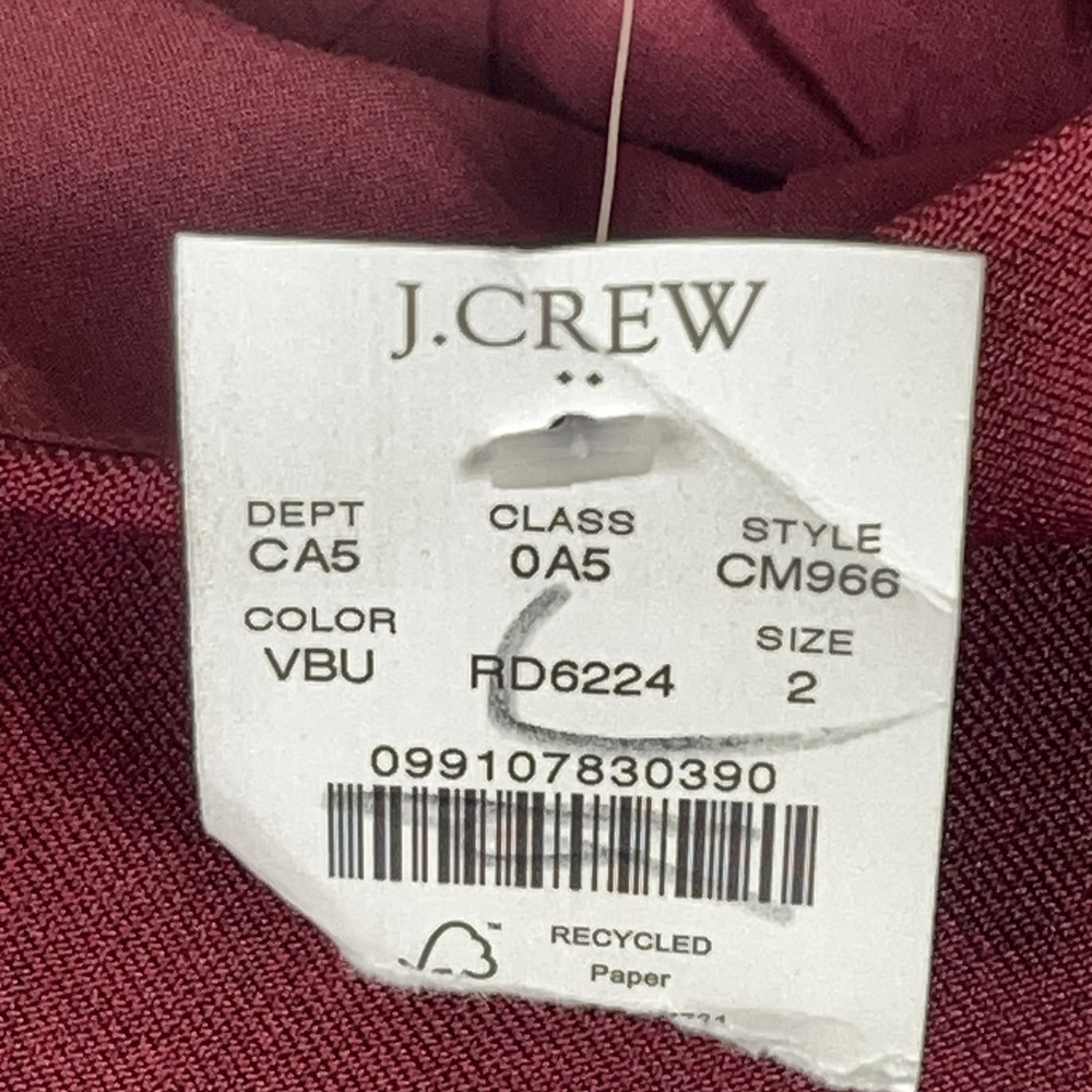 J.Crew Factory Skort Womens 2 Burgundy Stretch Twill Elastic Waist Mini Side Zip - Picture 7 of 12